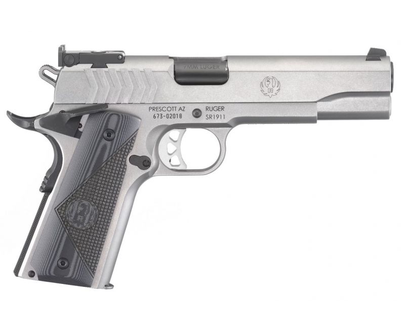 Ruger SR1911 Target Stainless 9mm 5-inch 9rd Extended Magazine Release