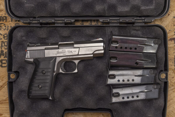 Bryco Jennings Nine CA 9mm Police Trade IN Pistol with Pistol Case AND Four Magazines
