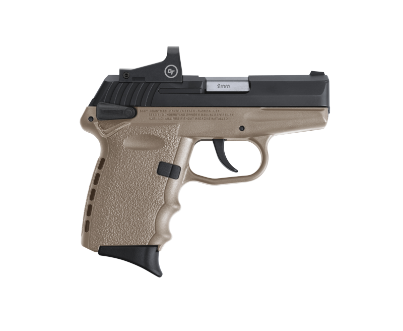 SCCY CPX-1 RD Flat Dark Earth / Black 9mm 3.1″ Barrel 10-Rounds CTS-1500 Red Dot Sight