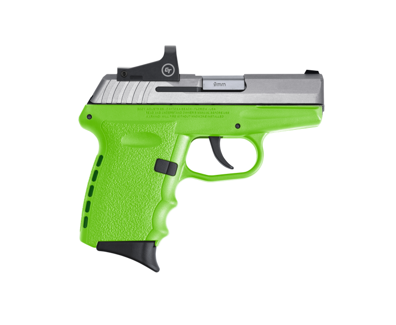 SCCY CPX-2 RD Lime Green / Stainless 9mm 3.1″ Barrel 10-Rounds CTS-1500 Reflex Sight
