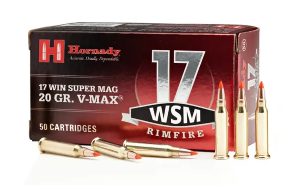 Hornady 83180 17 WSM 20 gr V-Max Rimfire Ammo 50/Box