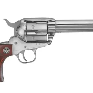 Ruger Vaquero Stainless 357 Magnum Revolver with Birdshead Black Laminate Grips
