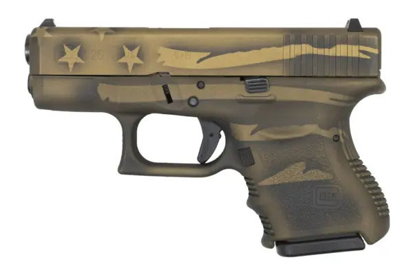 Glock 26 Gen3 9mm Pistol with Coyote Battle Worn Flag Cerakote Finish