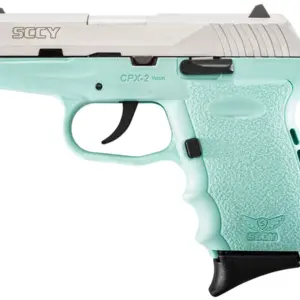 Sccy CPX 2 9mm Aqua Blue Pistol with Stainless Slide