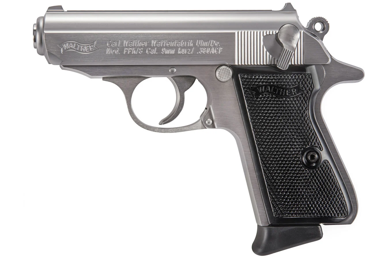 Walther PPK S 380 ACP 3 3 Barrel Stainless Steel Black Grip 7rd Walther