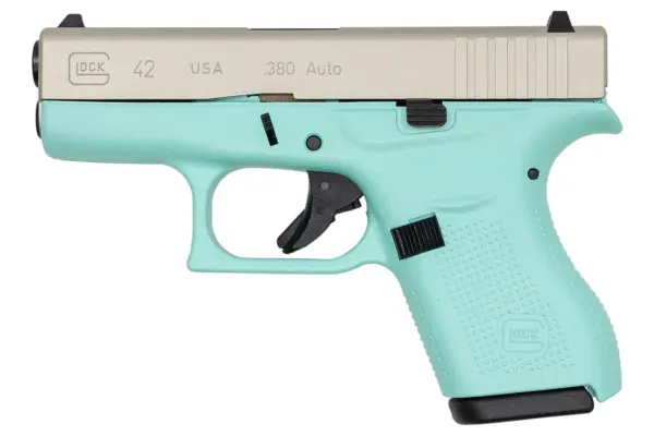 42 380 ACP Robins Egg Blue Cerakote Single Stack Pistol