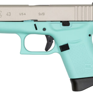 Glock 43 9mm Single Stack Pistol with Robins Egg Blue