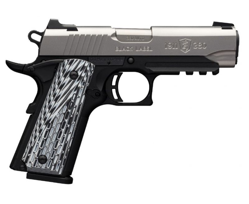 Browning 1911-380 Black Label Pro Stainless Compact with Rail Matte Black / Stainless .380 ACP 3.6-inch 8Rds