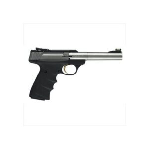 Browning Buck Mark Stainless Camper Semi Auto Pistol .22 LR 5.5″ Tapered Bull Barrel 10 Rd Ultragrip RX Adjustable Rear Sight Fiber Optic Front Sight Stainless Steel