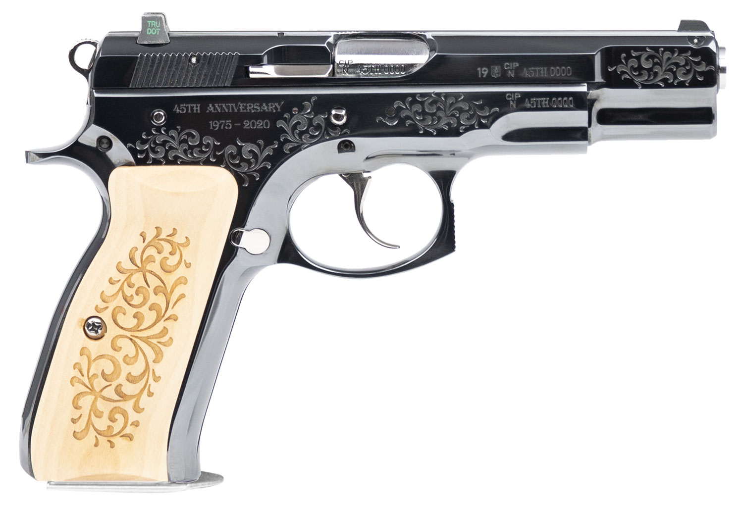 CZ 75B 45th Anniversary Limited Edition Engraved Blued 9mm 4.6″ 10-Round