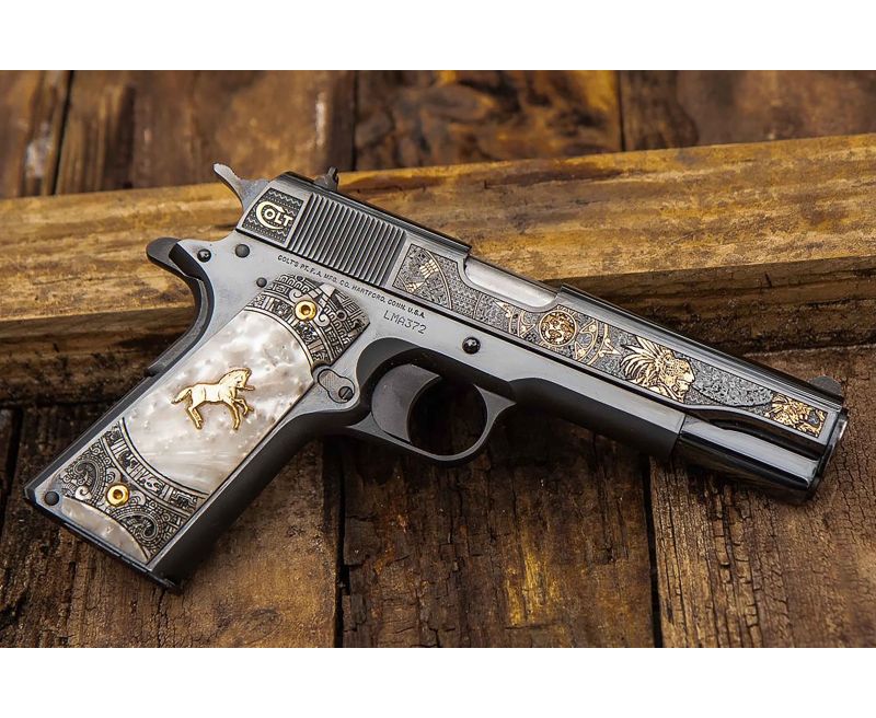 Colt Firearms Aztec Jaguar Knight Polished Blued .38 Super 5-inch 9Rds – 1 of 400!