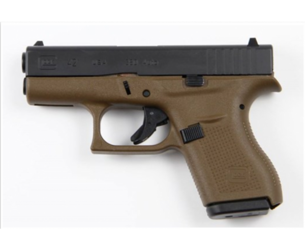 Glock G42 Black / Flat Dark Earth .380 ACP 3.25-inch 6Rd Fixed Sights USA Made