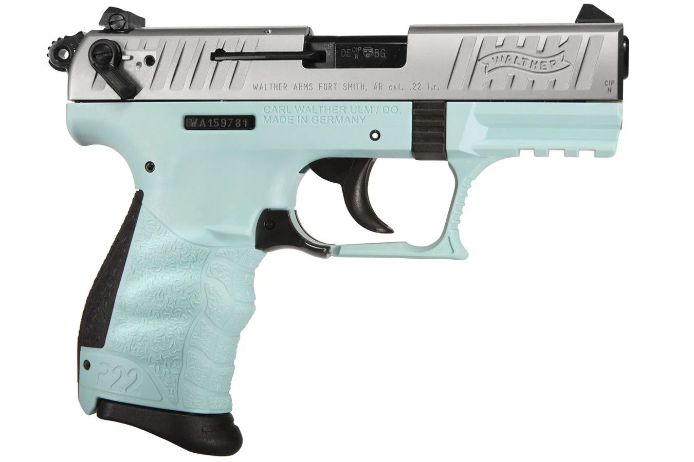 Walther P22 QD 22LR Rimfire Pistol with Angel Blue Frame
