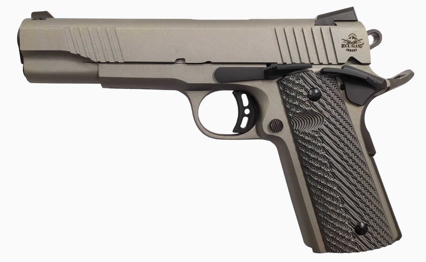 Rock Island Standard FS .45 ACP 5.5″ 8 Round Cerakote Gun Metal Grey w/G10 Grips CA Compliant