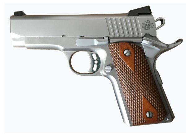 Rock Island Armory M1911 ECS 45ACP 3.6″ 7 Round Stainless Wood Grips