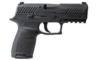 SIG SAUER P320, DOUBLE ACTION ONLY, COMPACT FRAME, 45 ACP, 3.9″ BARREL, POLYMER FRAME, BLACK FINISH, 9RD, 2 MAGS, MASSACHUSETTS [RS-SG320C-45-BSS-MA]