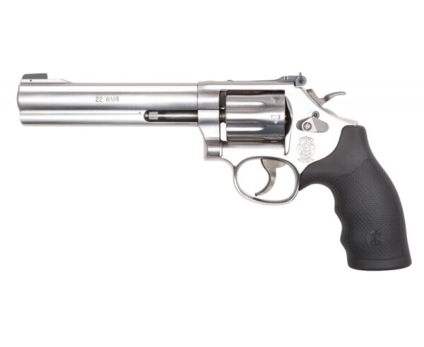 Smith and Wesson 648 Medium K-Frame .22 Mag 6″ Barrel 8 RDs Matte Stainless Partridge FS / Adjustable RS