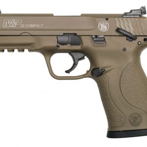 Smith and Wesson M&P22 Compact Flat Dark Earth .22 LR 3.6″ Barrel 10 RDs Adjustable 3-Dot Sights