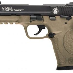 Smith and Wesson M&P22 Compact Suppressor Ready Black / FDE .22LR 3.56-inch Barrel 10 Rounds with Manual Safety