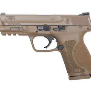 Smith and Wesson M&P9 M2.0 Compact 9mm 4″ Barrel 15 RDs Steel White Dot Sights No Thumb Safety Flat Dark Earth