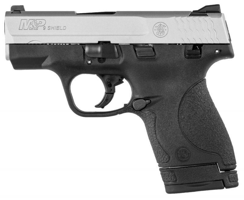 Smith and Wesson M&amp;P9 Shield Stainless / Black 9mm 3.1″ Barrel 7-Rounds