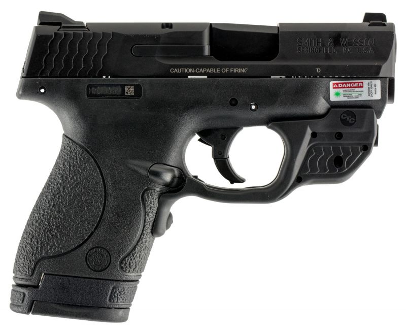 Smith and Wesson M&amp;P9 Shield Black 9mm 3.1-inch 7Rd Crimson Trace Green Laserguard