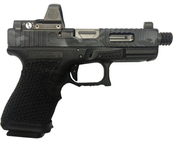 The Gun Co LVL-1 Custom Glock 19 Urban Black / Grey Camo 9mm 4.02-inch 17Rds – with Leupold Delta Point Pro