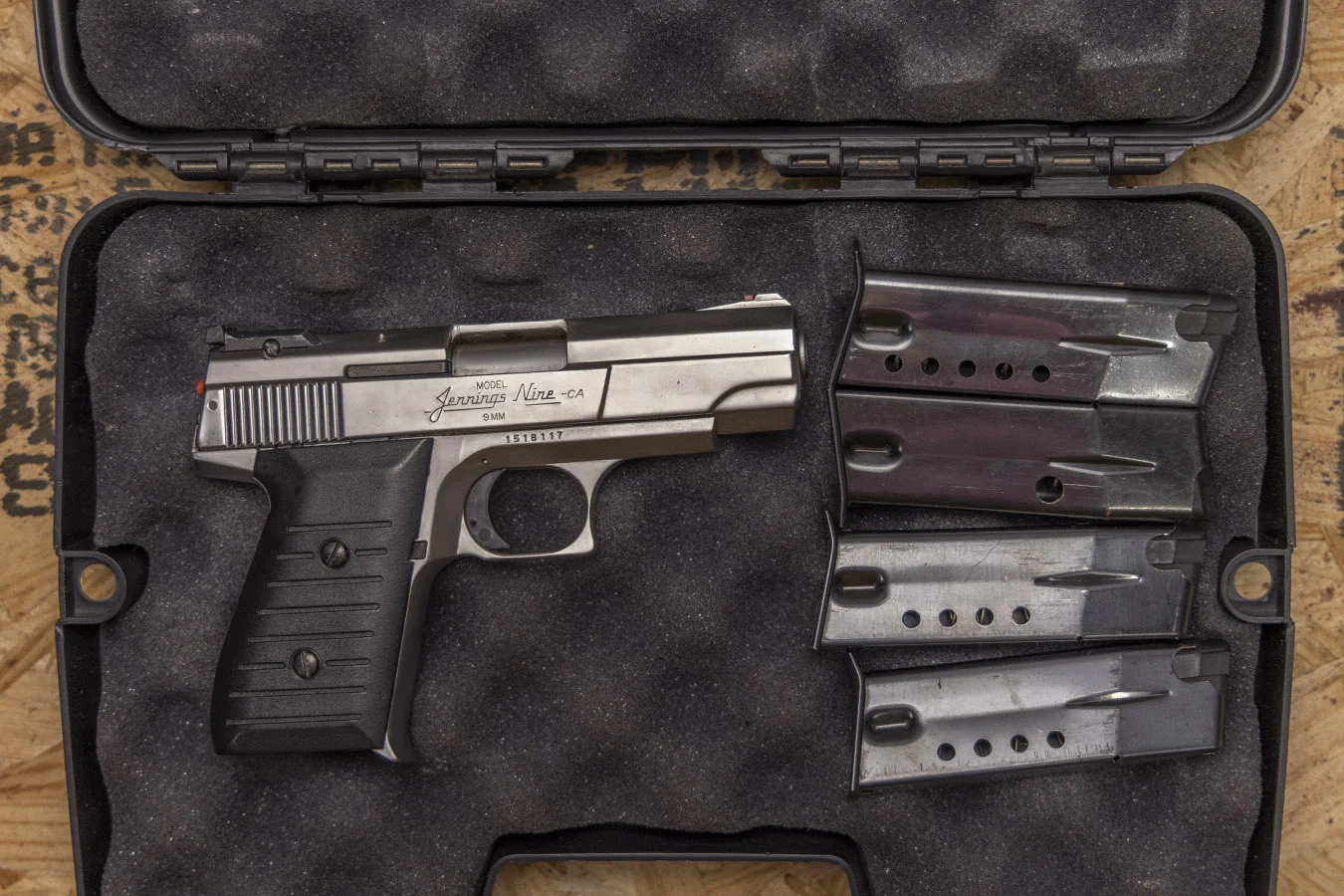 Bryco Jennings Nine-CA 9mm Police Trade-In Pistol with Pistol Case and