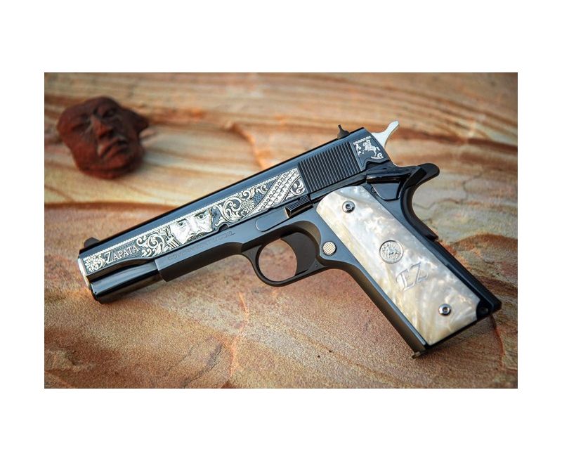 Colt Firearms Emiliano Zapata Centennial 1911 Engraved Royal Blue .38 Super 5″ Barrel 9-Rounds – 1 of 500