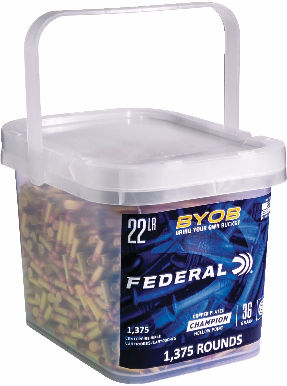 Federal 22LR 36 Grain Copper Point Hollow Point, 825 Bulk Pack