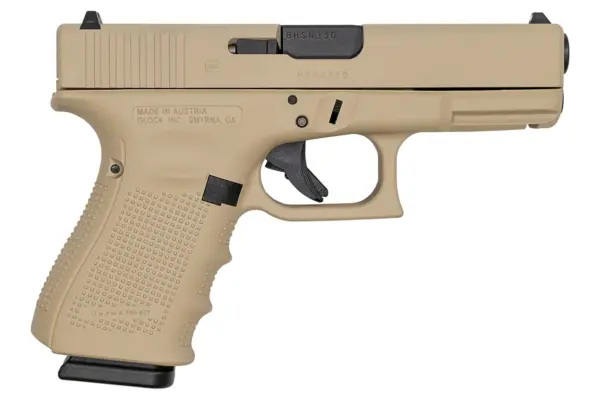 Glock 19 Gen4 9mm 15-Round Pistol with Desert Tan