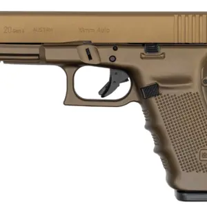 Glock 20 Gen4 10mm Pistol with Cerakote Burnt Bronze Slide and Cerakote
