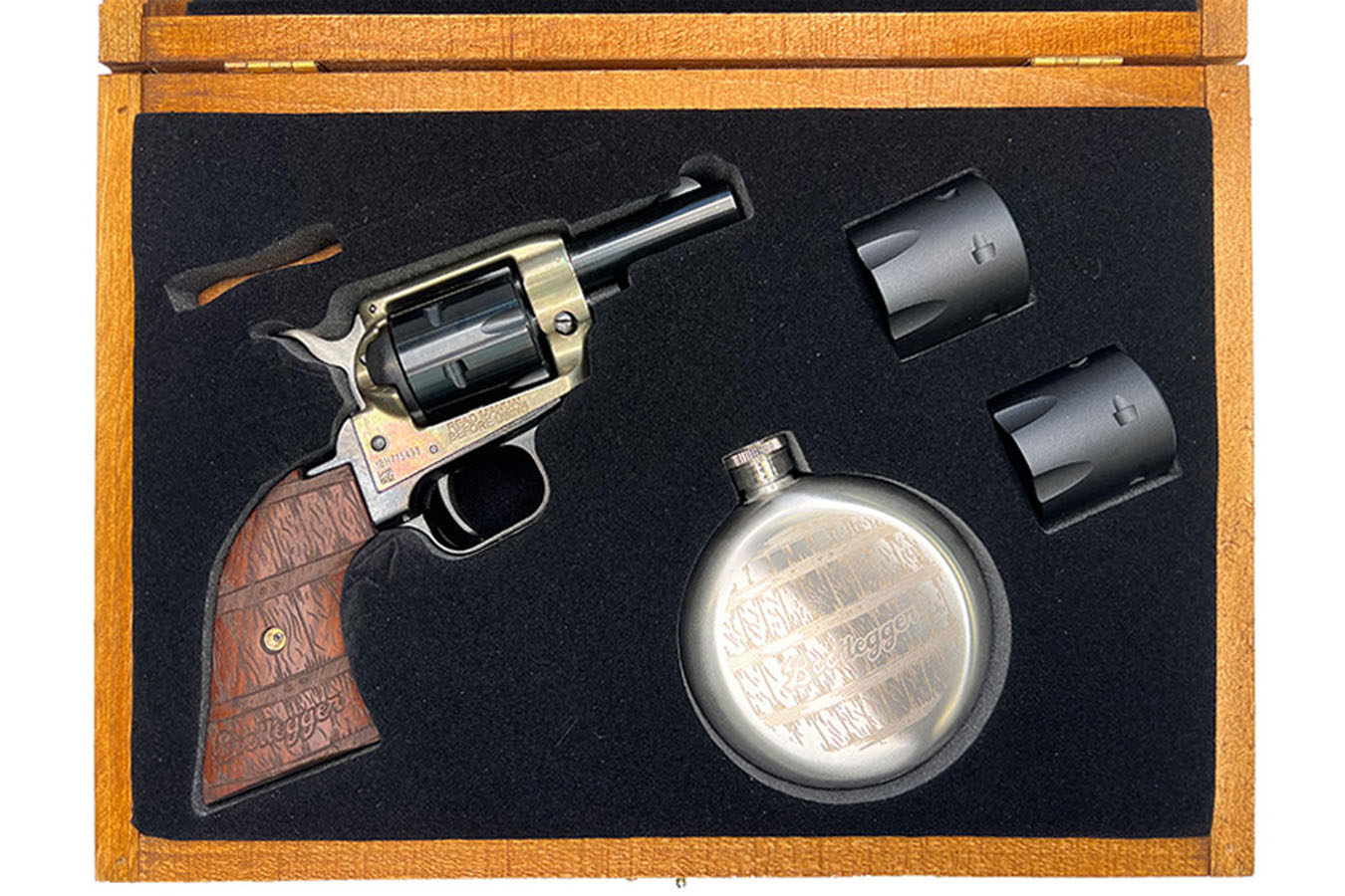 Heritage Barkeep 22 LR Revolver Bootlegger Box Set with Custom Wood