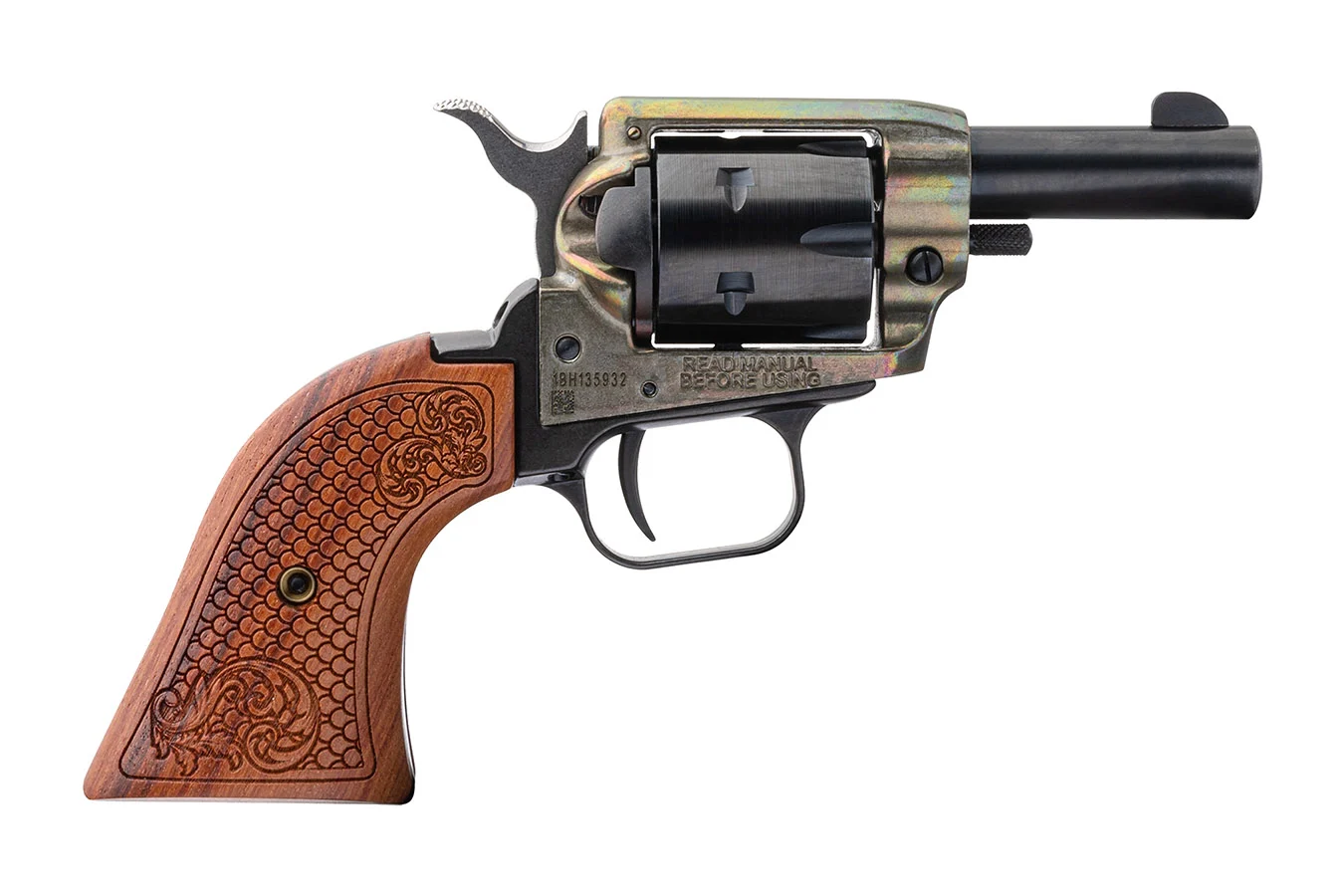 Heritage Barkeep 22 LR Revolver with Custom Scroll Wood Grip and 3 Inch