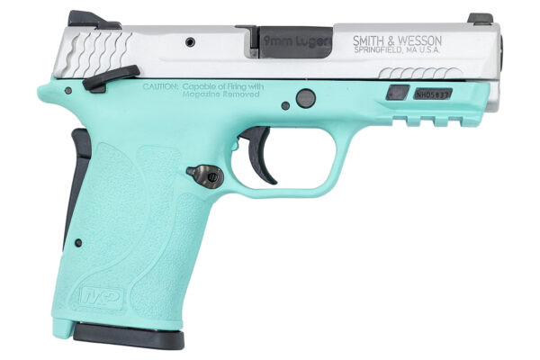 Smith & Wesson M&P9 Shield EZ 9mm Pistol with Robins Egg Blue Frame and