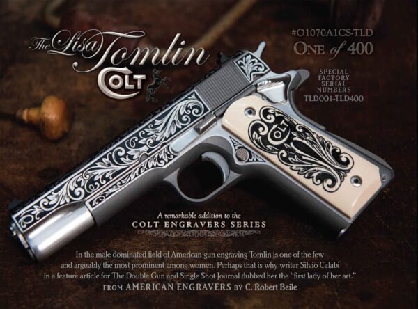 Colt Firearms Series 70 Lisa Tomlin 1911 Stainless / Engraved .45 ACP 5″ 8-Round