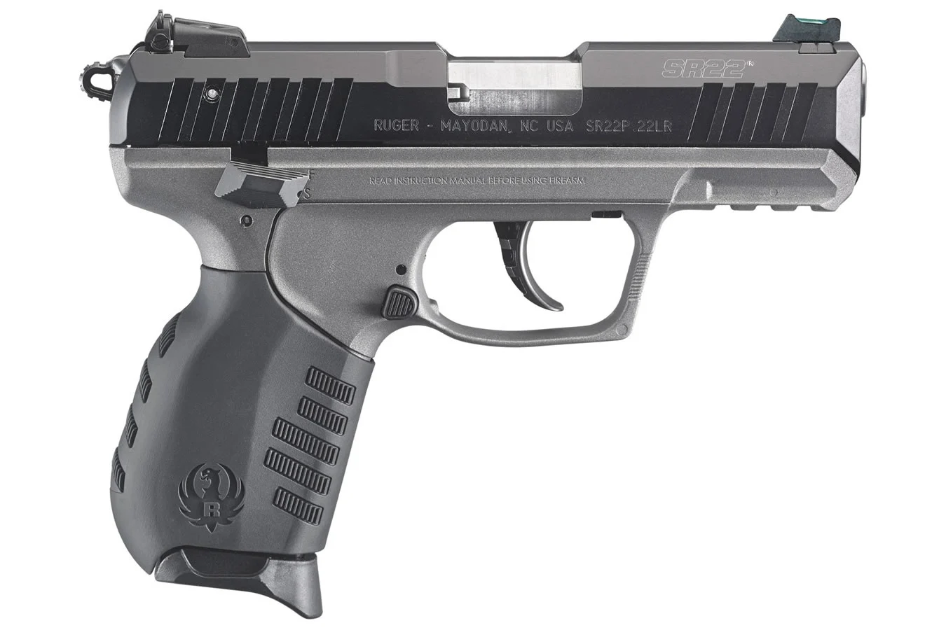 Ruger SR22 22LR with Tungsten Cerakote Grip Frame and Fiber Optic Sight