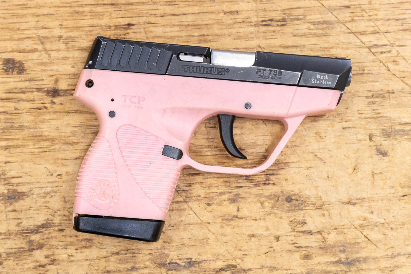 Taurus PT738 380 ACP Used Police Trade-in Pistol with Pink Frame