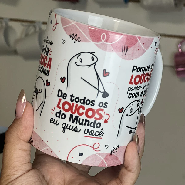 Arte Caneca Flork Namorados De todos os loucos do Mundo