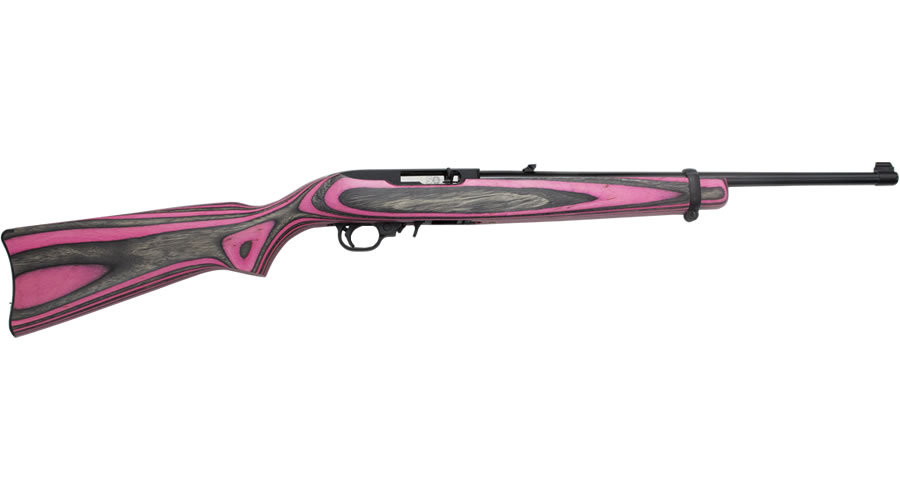 10/22 22 LR Rimfire Carbine with Pink and Black Laminate Stock