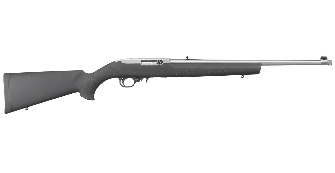 10/22 22LR Rimfire Rifle with Stainless Threaded Barrel and Hogue Rubber Stock