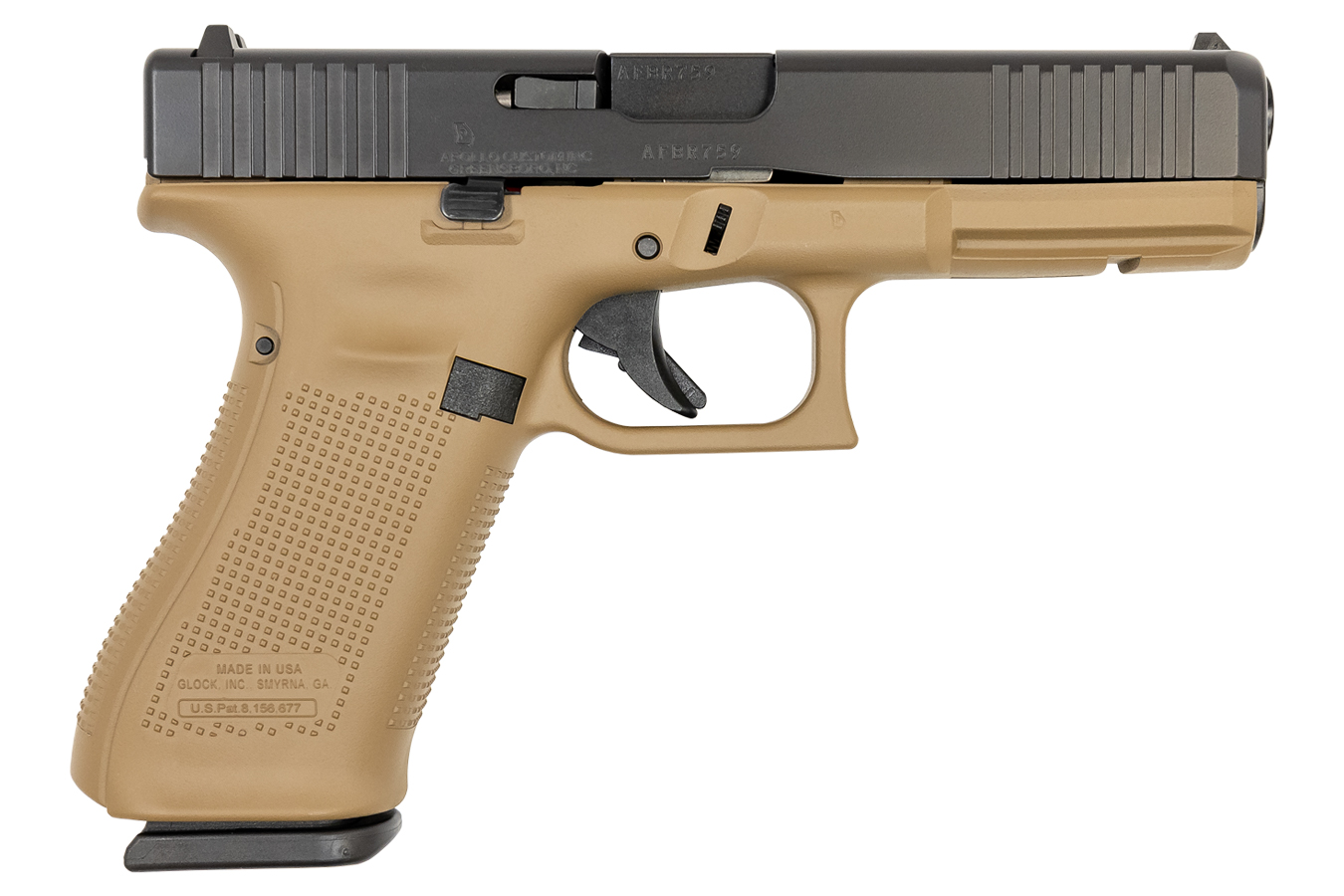 17 Gen5 9mm Pistol with Davidsons Dark Earth Cerakote Frame and Cerakote Black S
