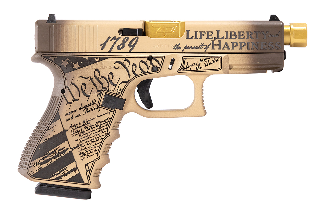 19 Gen3 9mm Custom Pistol with US Constitution Custom Laser Engraving and 4.6 In