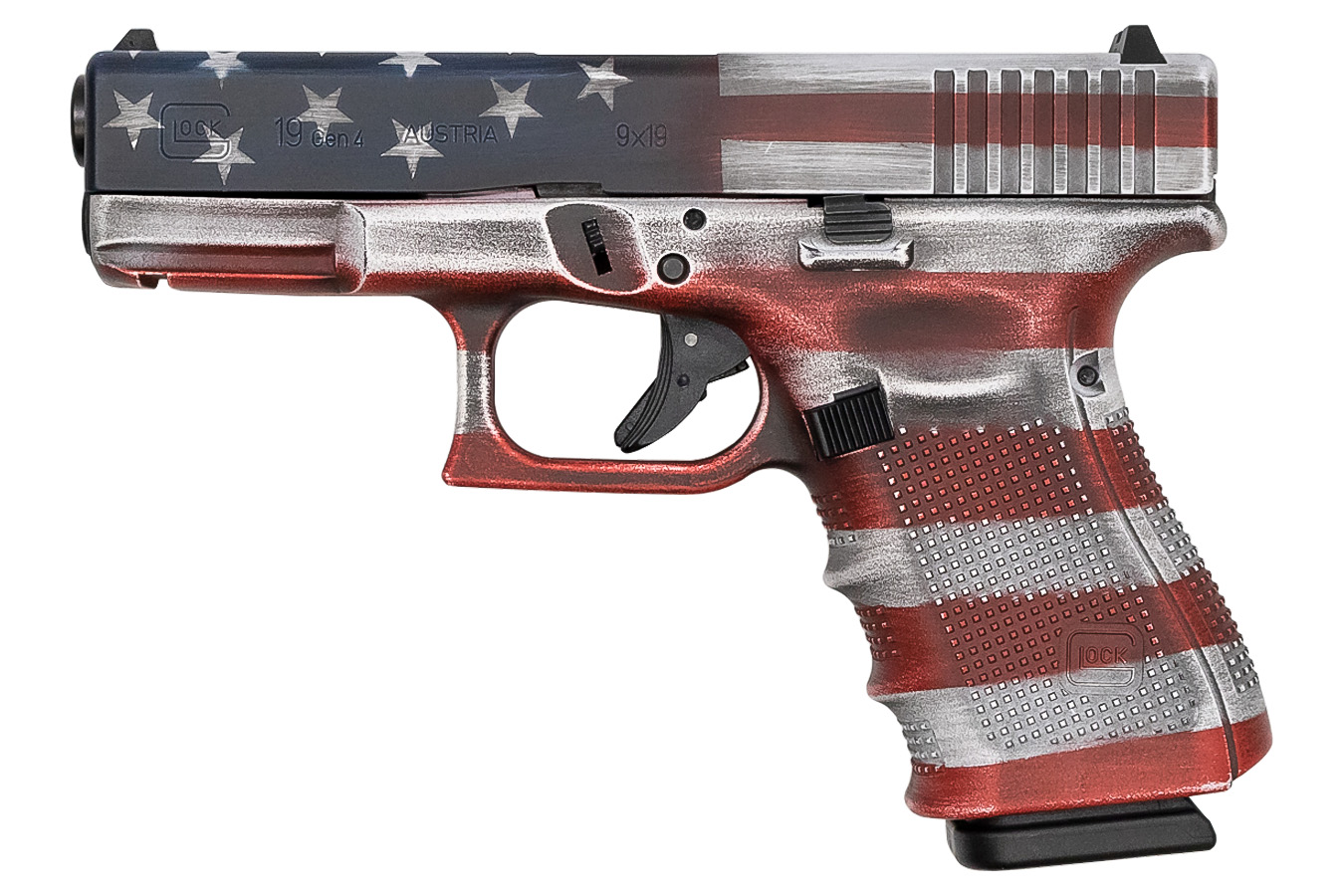 19 Gen4 9mm 15-Round Pistol with American Flag Battleworn Cerakote Finish