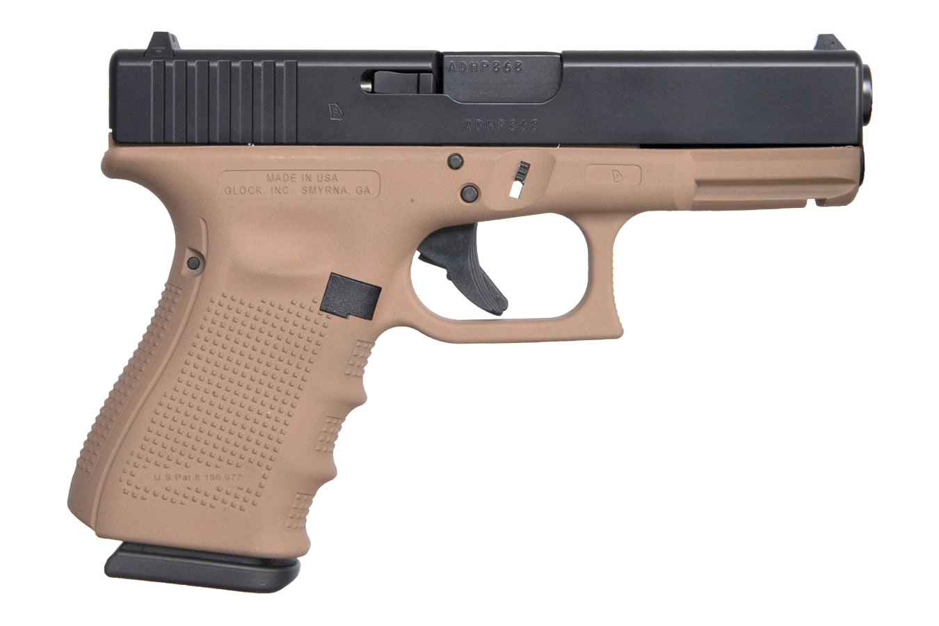 19 Gen4 9mm Pistol with Faded Dark Earth Frame and Black Slide