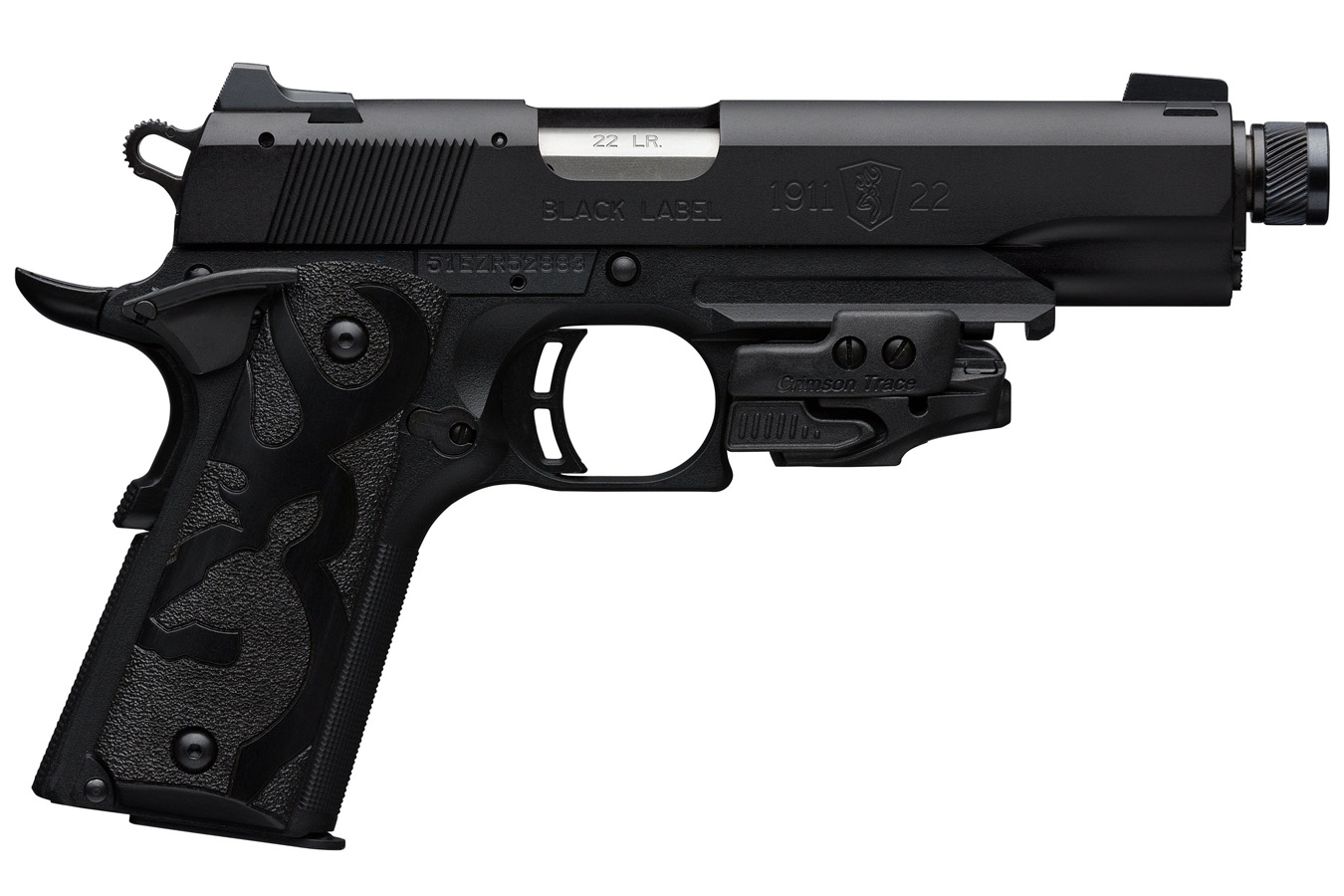 1911-22 Black Label 22LR Suppressor-Ready Pistol with Crimson Trace Laser and Black Finish