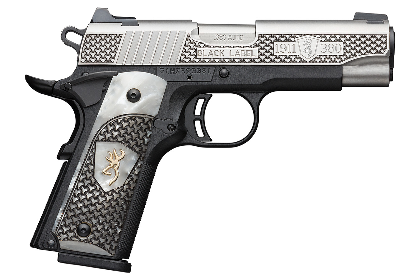 1911-380 Black Label Pistol with High Grade Pearl Grips