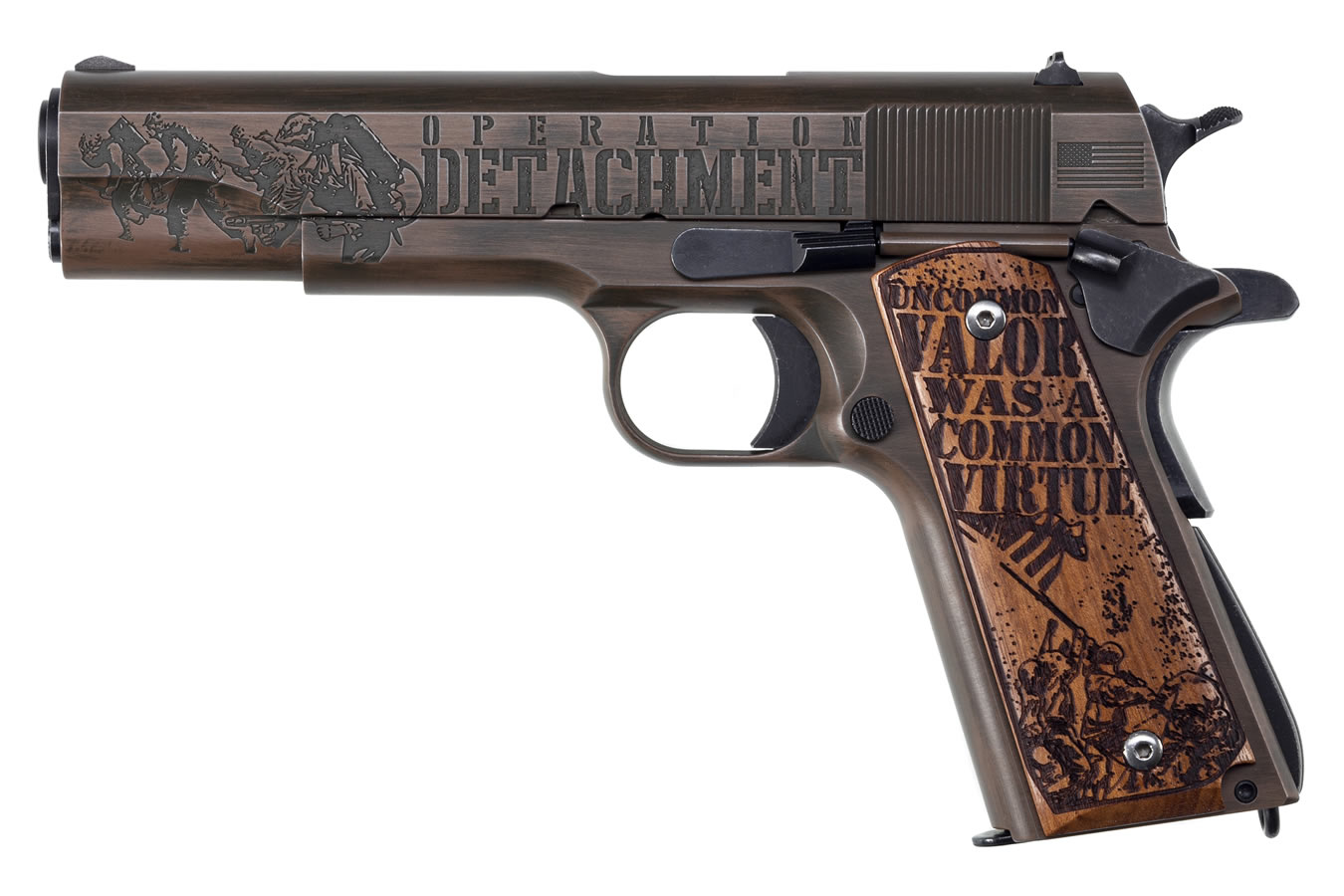 1911 .45 ACP Semi-Automatic Pistol with Iwo Jima Wood Grips