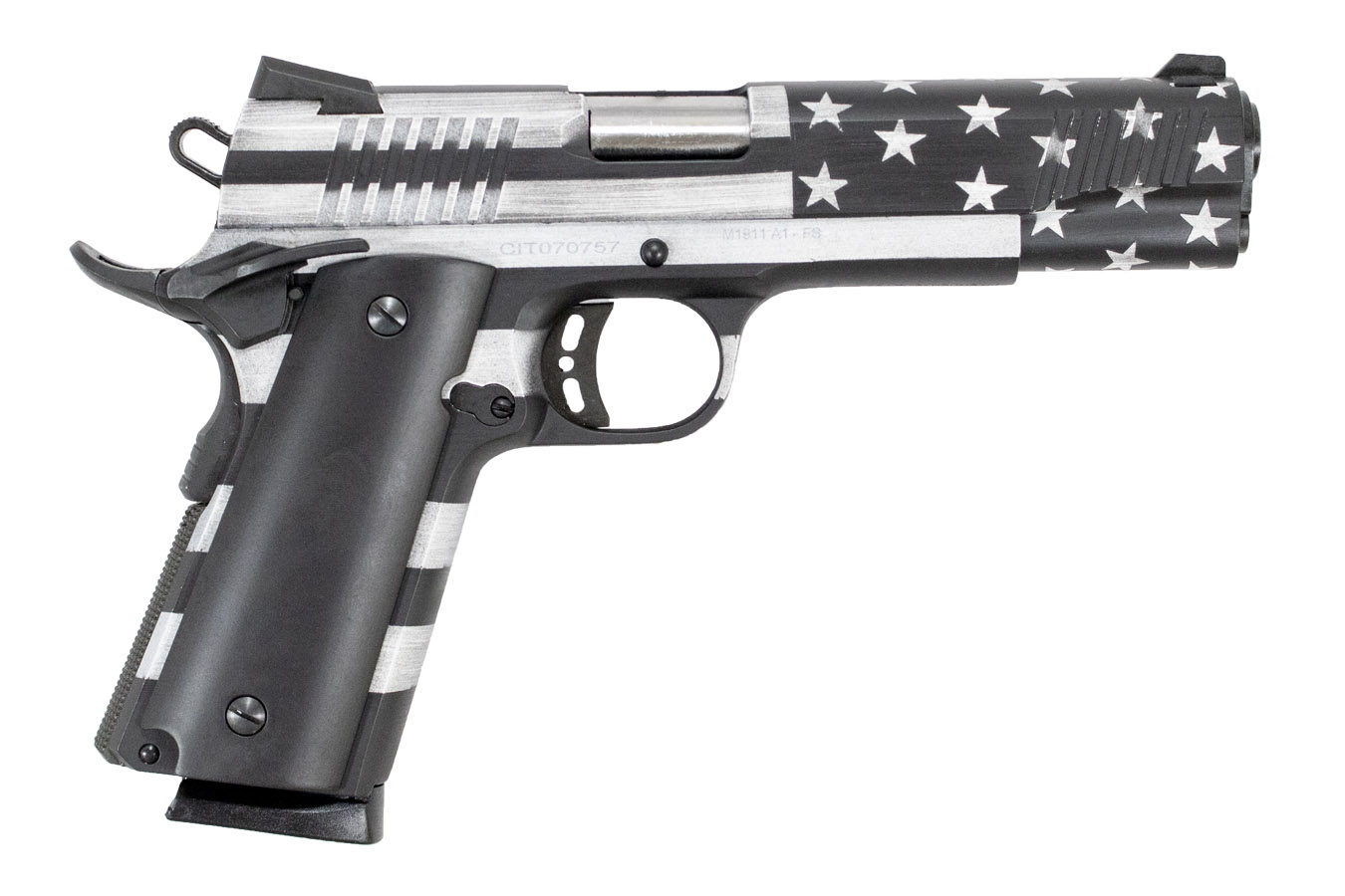 1911 45ACP Pistol with Battleworn Gray Flag