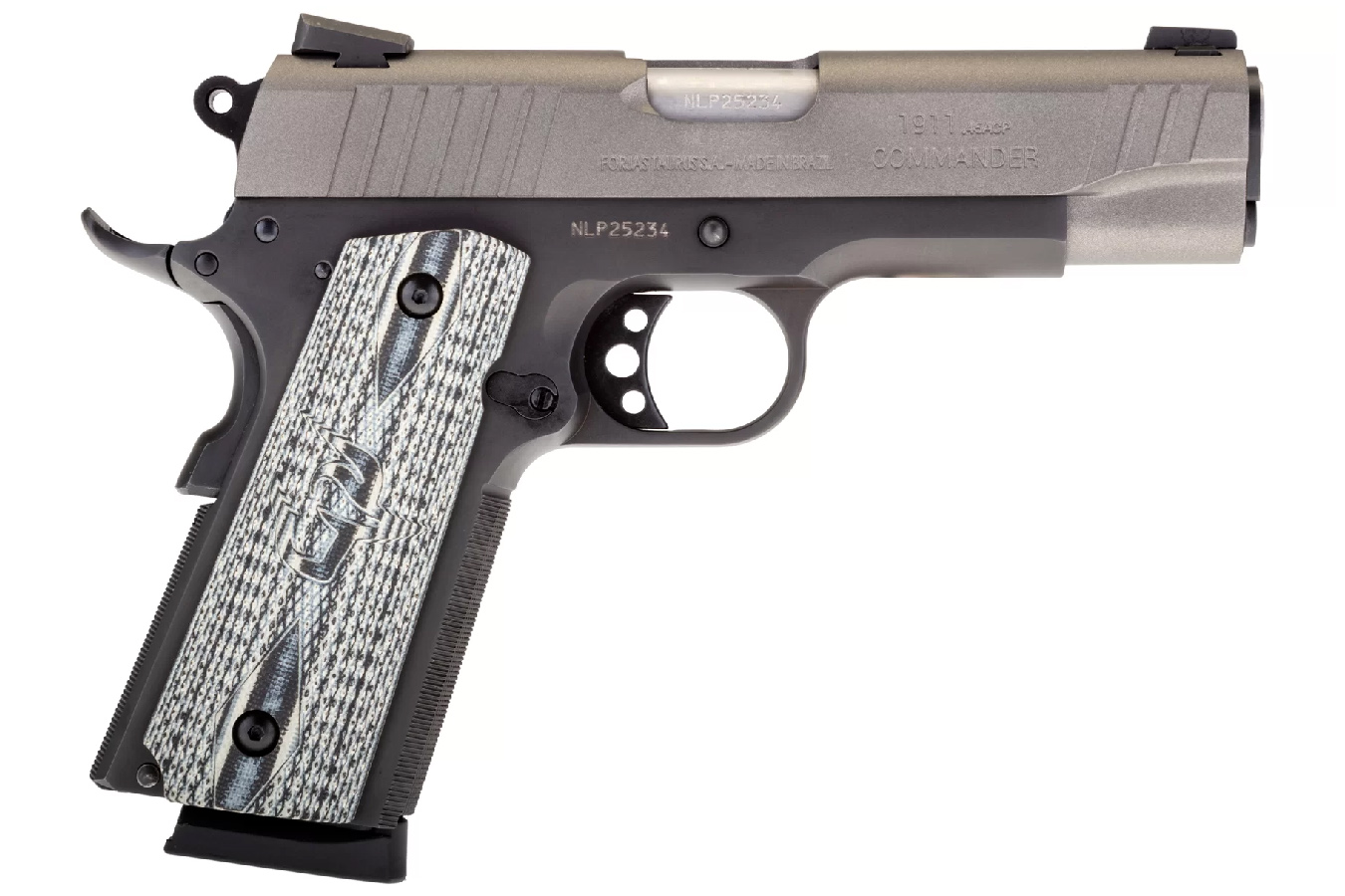 1911 Commander 45 ACP Pistol with Tungsten Gray Cerakote Finish and VZ Grips
